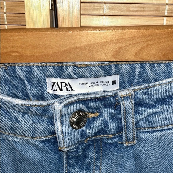 Zara Women's Blue Wide Leg Cargo Jeans - Picture 3 of 8